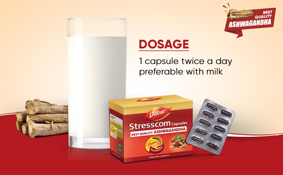 Dabur Stresscom Ashwagandha - 120 Caps (10 Caps X 12 Strips)