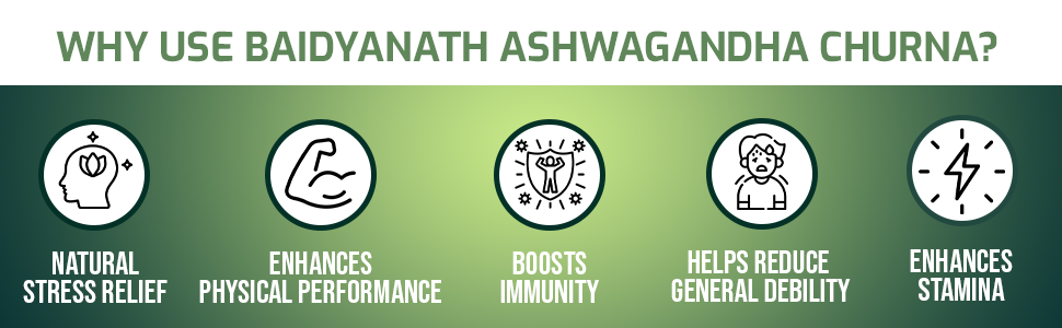 Baidyanath Ashwagandha Churna - 100g (Pack of 2) - Helps Boost Energy