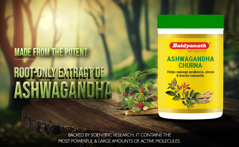 Baidyanath Ashwagandha Churna - 100g (Pack of 2) - Helps Boost Energy
