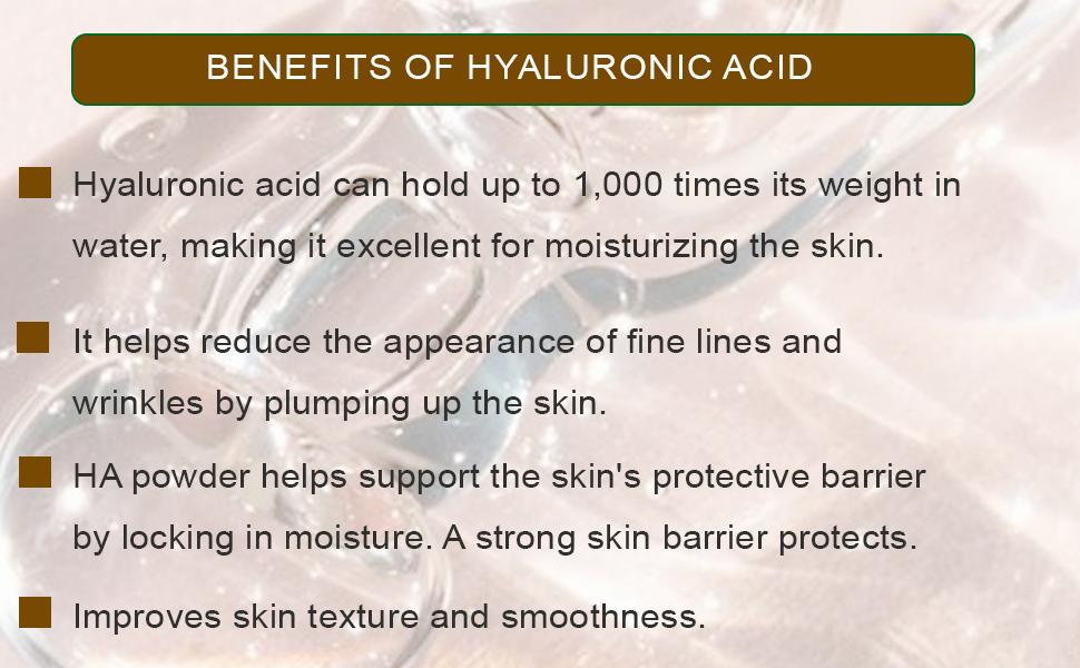 Hyaluronic Acid powder 50gm Making skin Brightening Serum, Cream, lotion, Hair care, clear gel, helps skin stretch and flex and reduces skin wrinkles and lines cosmetics grade