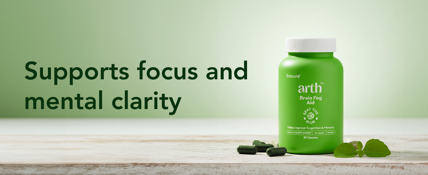 Arth Brahmi Capsules for Memory, Focus, Concentration & Brain Fog Support - 30 Capsules for Men & Women | Bacopa Monnieri Supplement | Enhanced Absorption for Mental Clarity, Alertness & Positive Mood