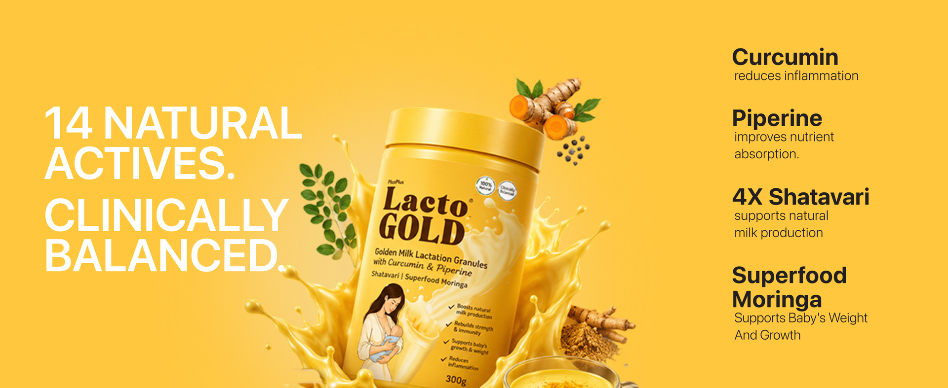 LactoGold™ Lactation Granules | Not Just More But Better BreastMilk | 4X Shatavari, Moringa, Curcumin & Piperine | 300g |
