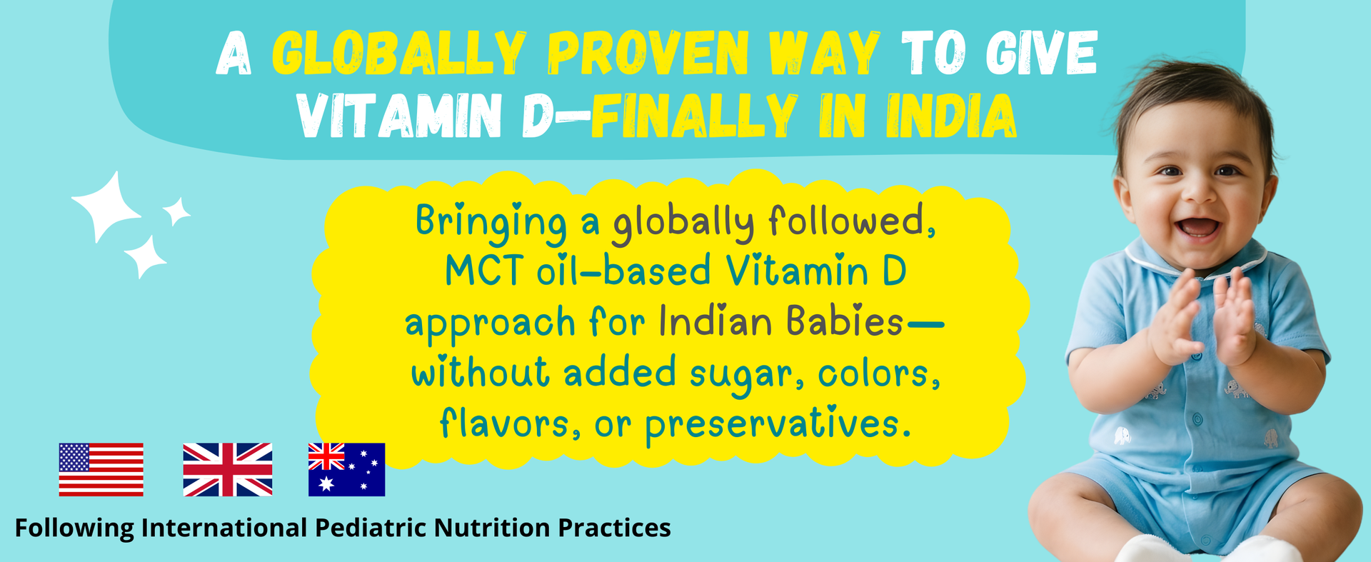 Little Sunshine Vitamin-D Drops for Infants: India's First Vitamin D3 with No Sugar + No Preservatives + No Color + No Flavor | 0.5ml daily dose | 30ml - 2months supply