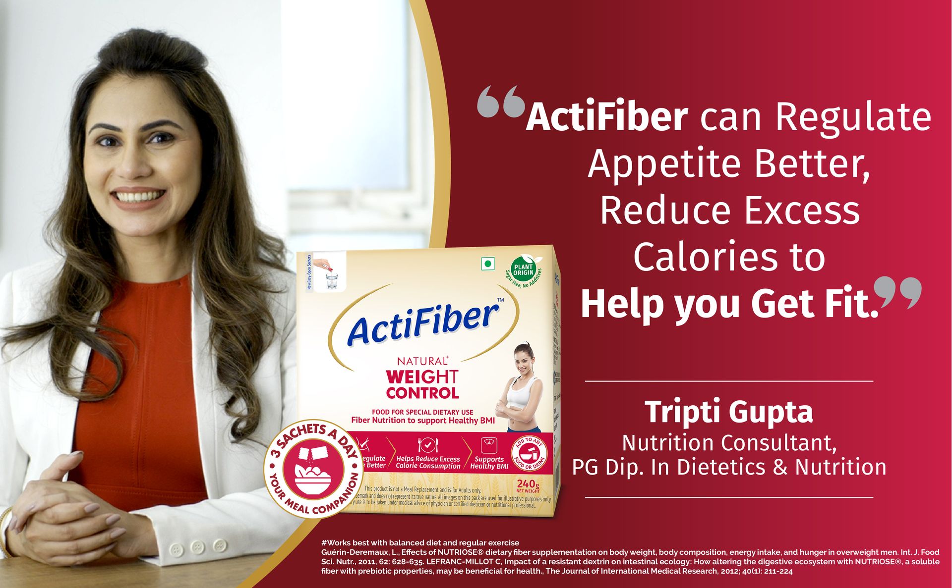 ActiFiber Natural Weight Control | Get Fit | Regulate Appetite Better | Reduce Excess Calories | Clinically Proven | Easy to Use | Plant Origin | Certified Safe | Women & Men