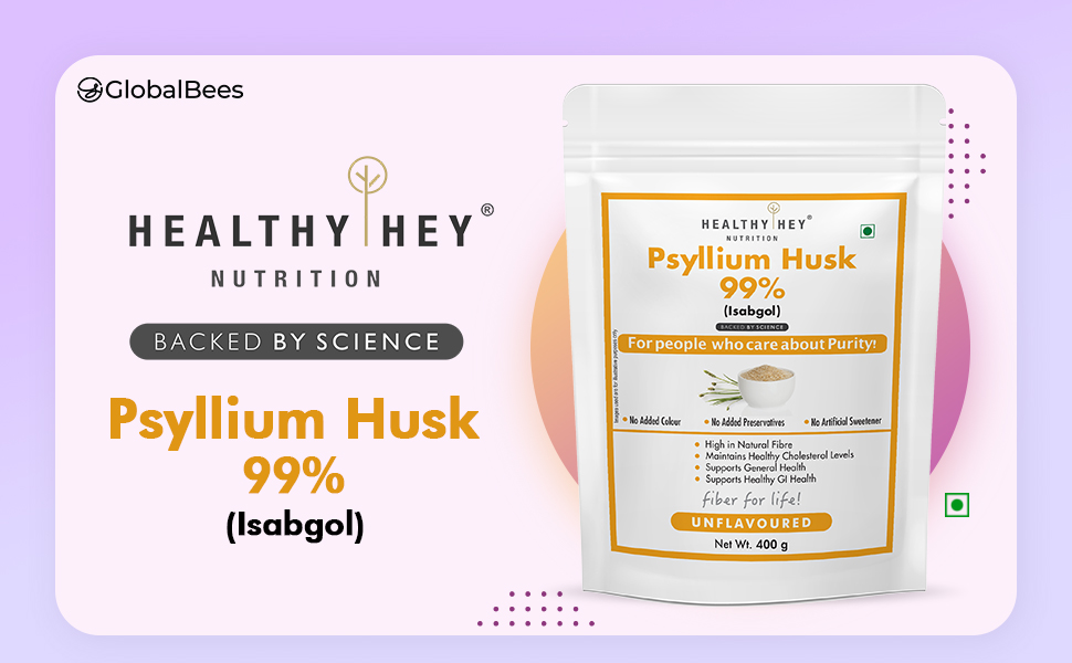 HealthyHey Nutrition Psyllium Husk 99% - Fibre Support - Pack of 400 gram Powder