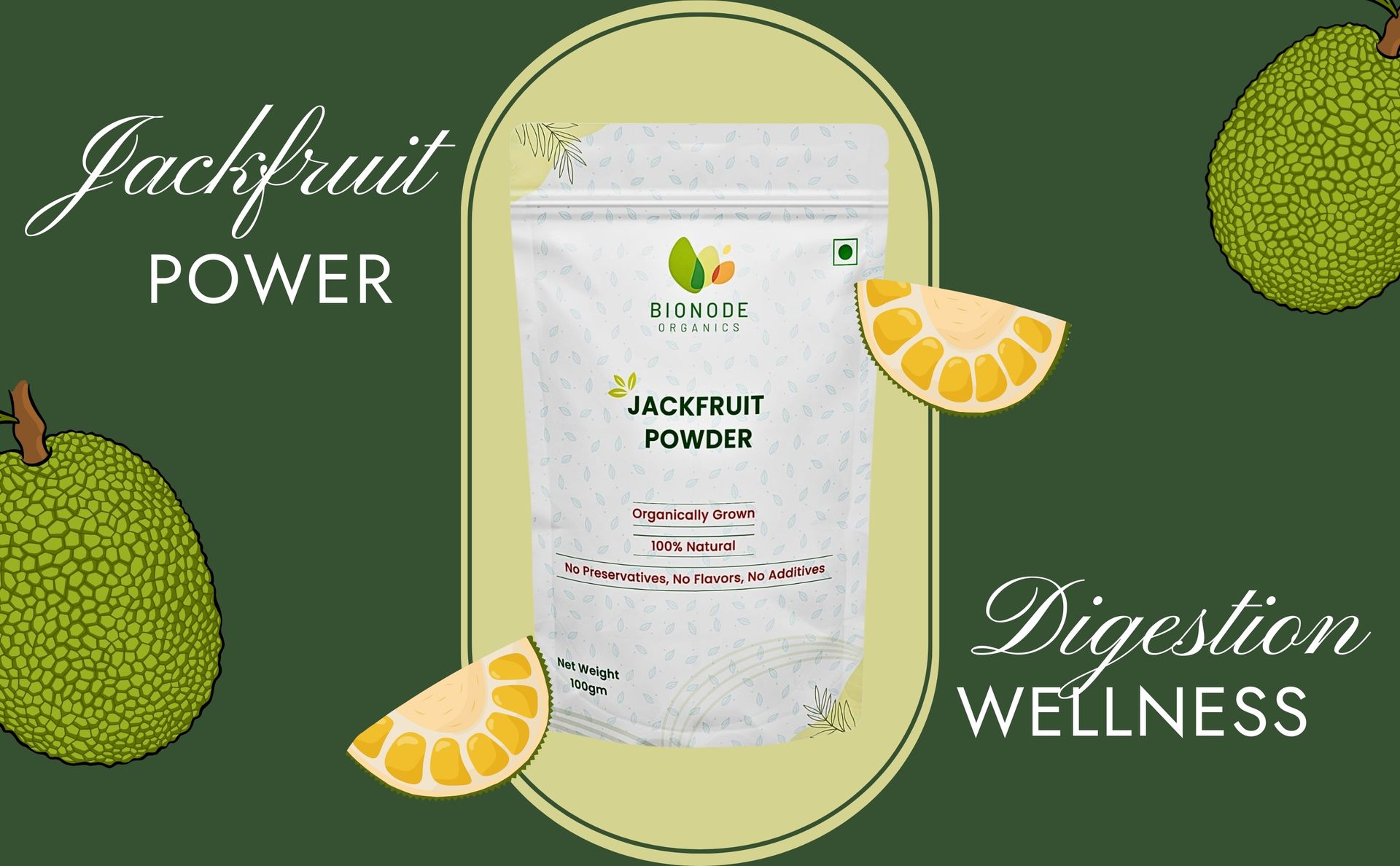 Jackfruit Powder Gluten Free,| Anti Acne | Supports Digestive Health | Boosts Immunity | Improves Vision |Organic & Natural Ingredients | 200 gm (2 x 100gm) (Pack of 2)