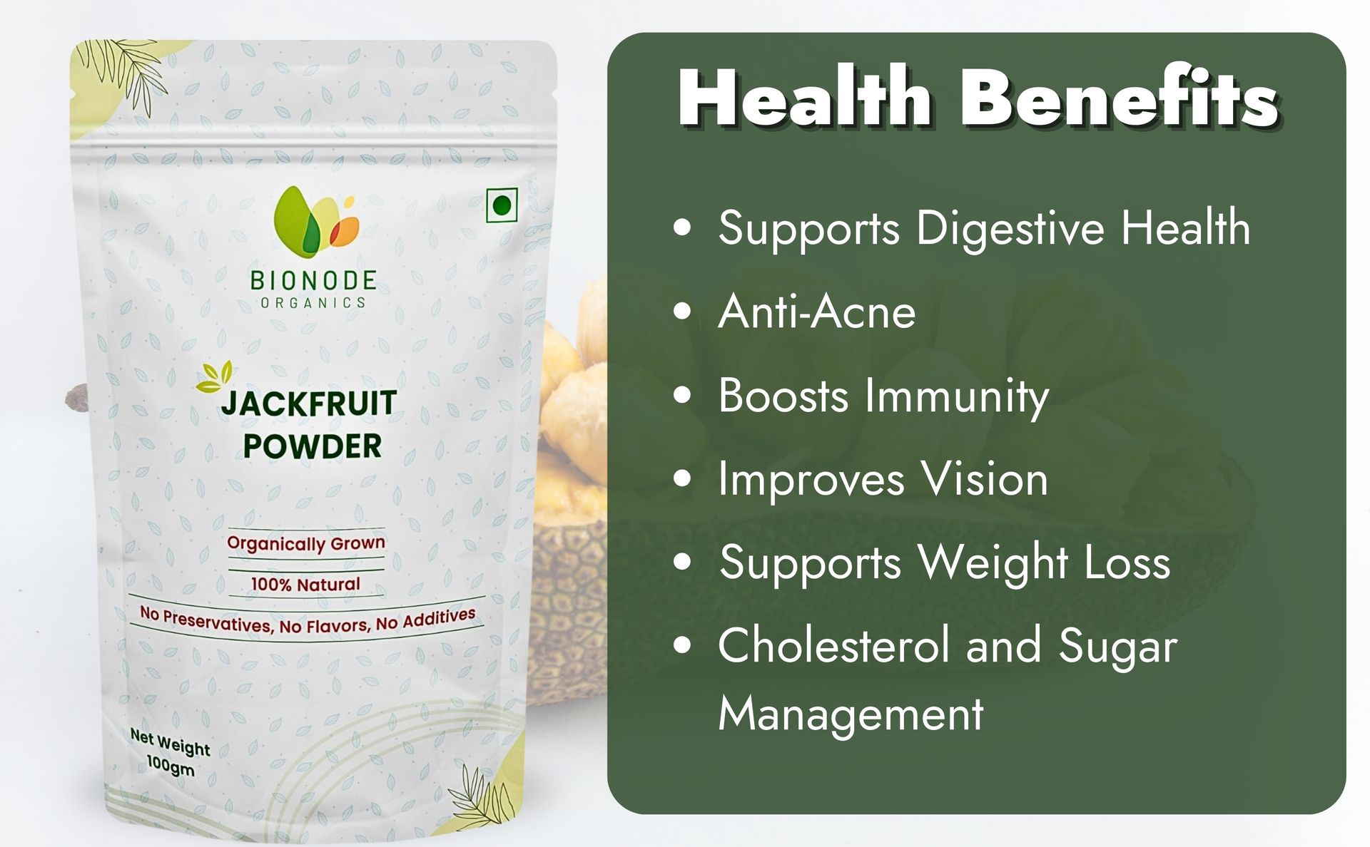 Jackfruit Powder Gluten Free,| Anti Acne | Supports Digestive Health | Boosts Immunity | Improves Vision |Organic & Natural Ingredients | 200 gm (2 x 100gm) (Pack of 2)
