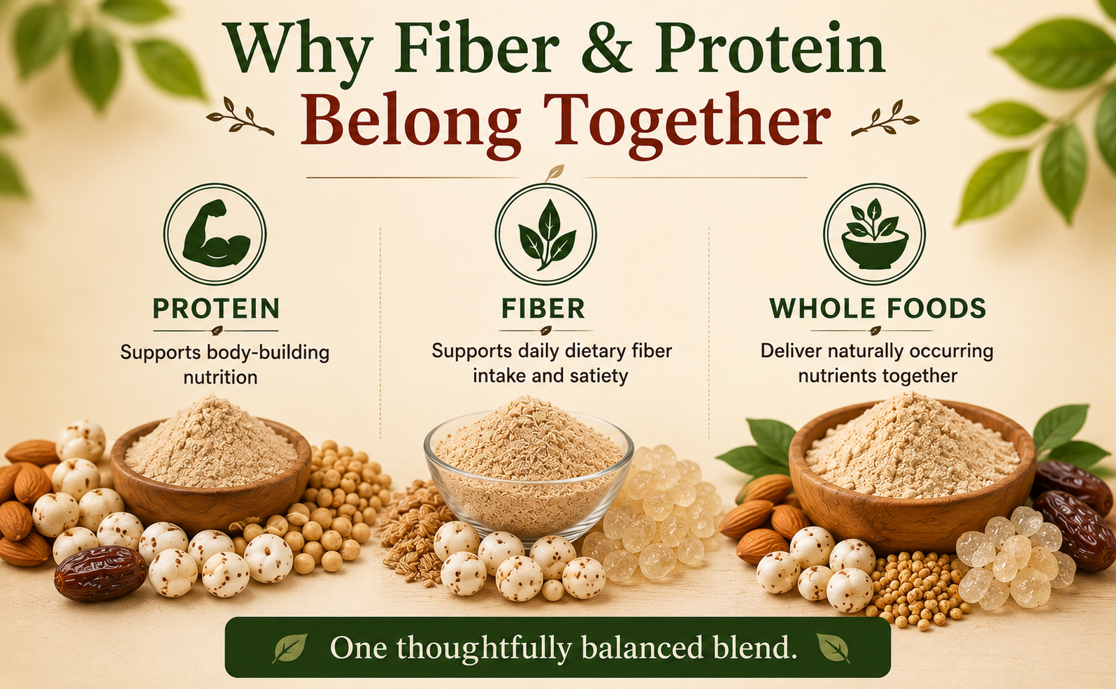 Anadi Sutra Fiber Protein Power 100g | Whole Food Drink Mix | Rich in Fiber | Made with Mamra Almonds, Fox Nuts, Psyllium Husk, Sorghum & Ashwagandha | No Protein Isolates | No Added Sugar