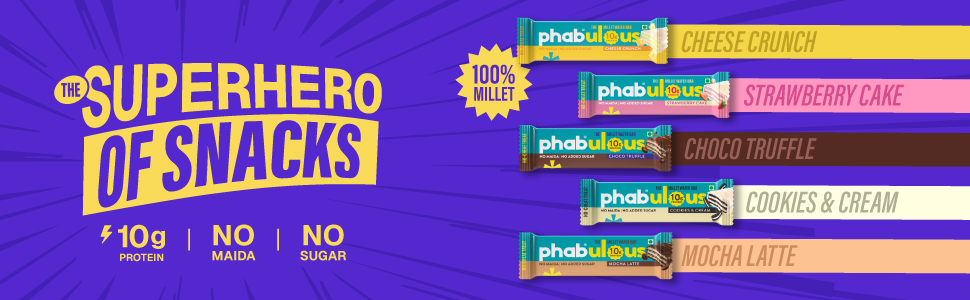 Phab Protein Wafer Bar Strawberry Flavour - No Maida Only Millets (Bajra) | 10g Protein With No Added Sugar, No Preservatives, No Trans Fat | Gluten-Free Healthy Snack | Desk-to-Gym Snack