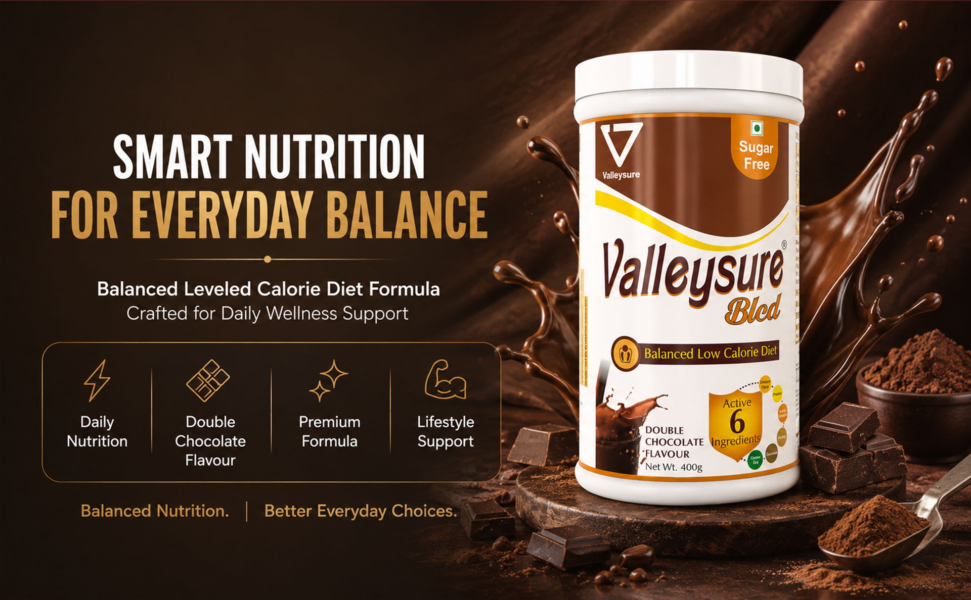 Balanced Leveled Calorie Diet (BLCD) Powder – Double Chocolate Flavour, 400g