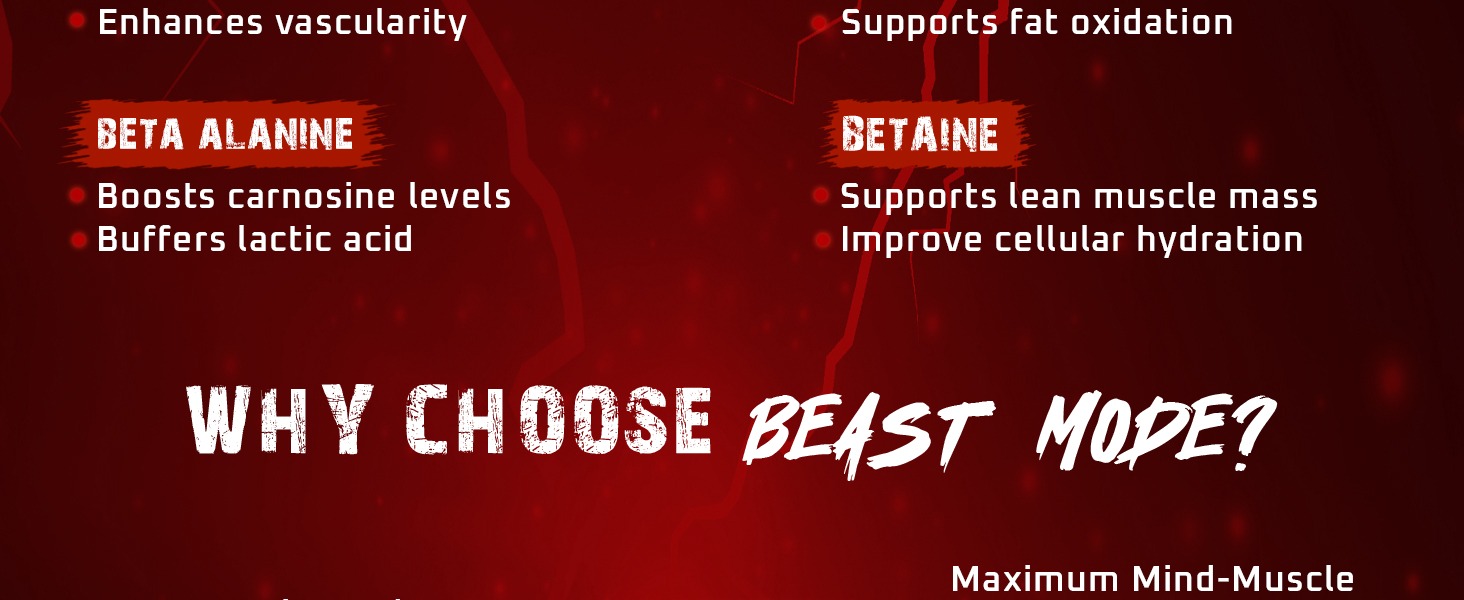 Beastlife Pre-Workout | 105 gm | Fruit Punch Flavor | Boosts Pump & Energy | Speeds Up Recovery | 2000 mg Citrulline | 2500 mg Beta-Alanine | 200 mg Caffeine | 500 mg Betaine