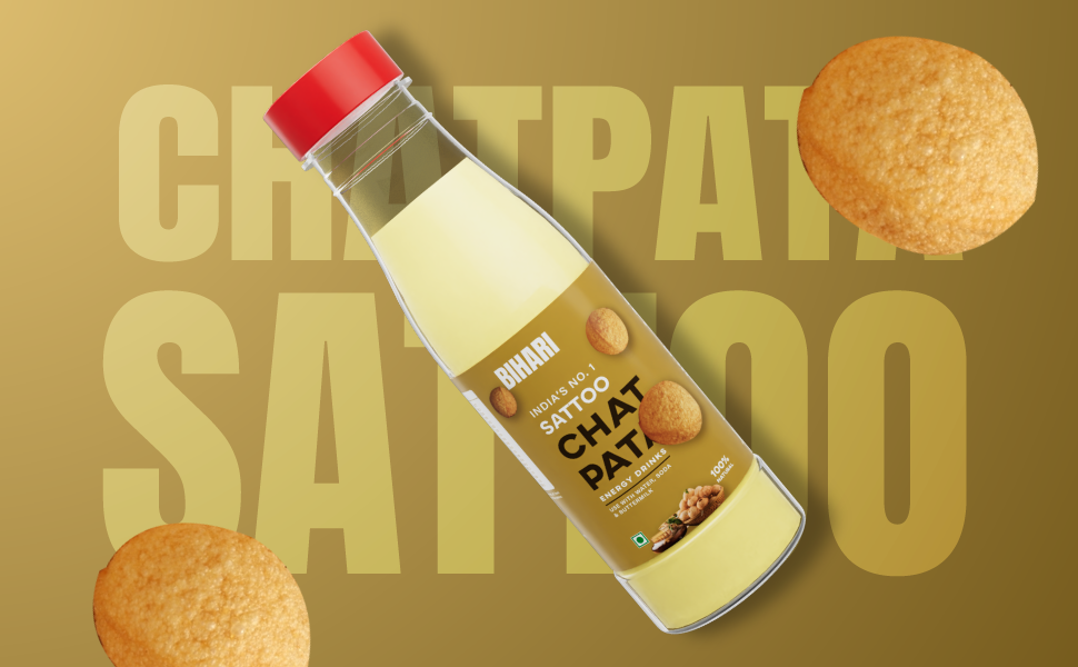 BIHARI SATTU | Chatpata Sattu Drink Pack of 24 Bottles | Flavour sattoo | Roasted Gram Beverage | High Protein & Fiber | Gluten Free | 100% Natural