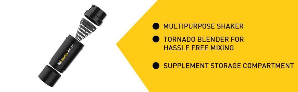 MuscleBlaze Tornado Gym Shaker, Black, 500ml