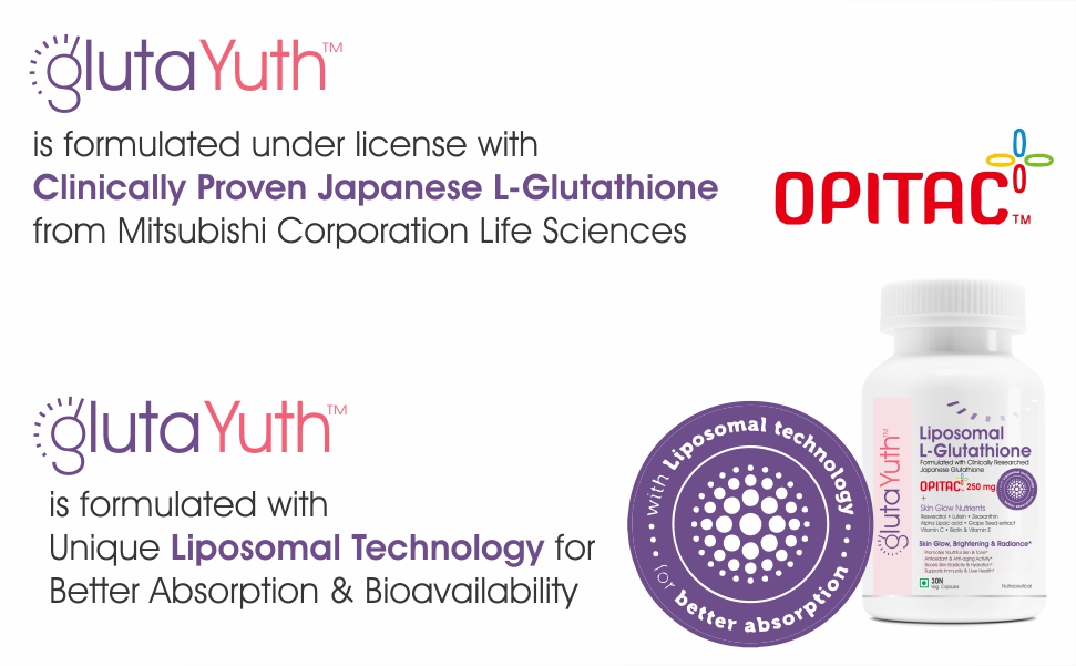 Liposomal OPITAC 500 JAPANESE L-Glutathione 500 mg with Phosphatidylcholine Phospholipid Technology Youthful Skin, Glow, Radiance Complex (30 Veg Capsules) (Pack of 1)