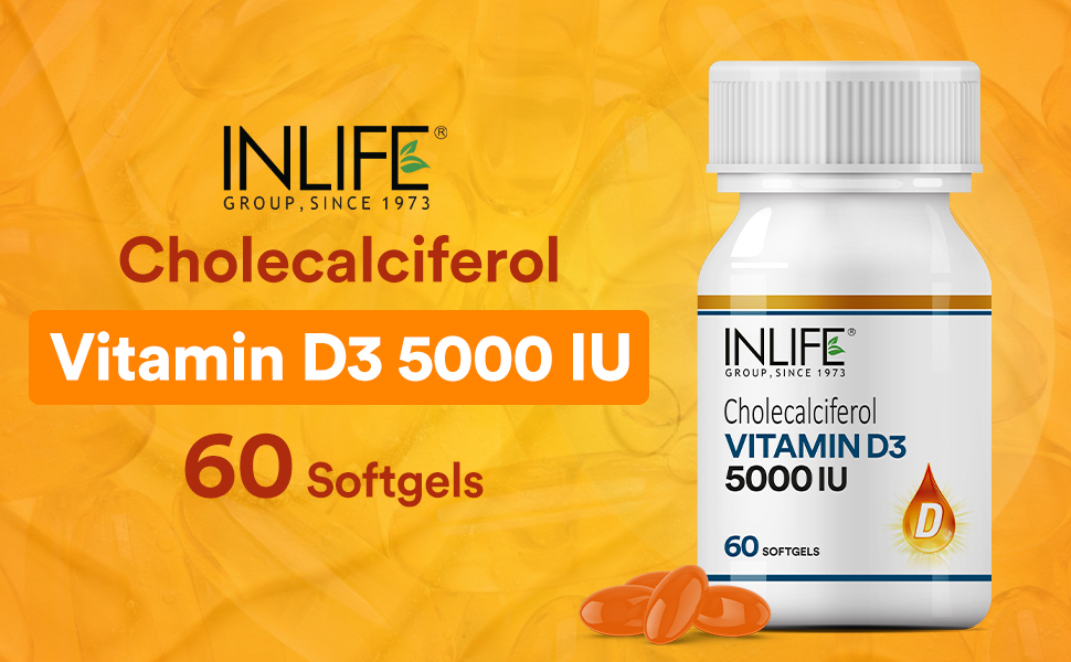 INLIFE Vitamin D3 5000 IU Cholecalciferol Supplement, 60 Softgels