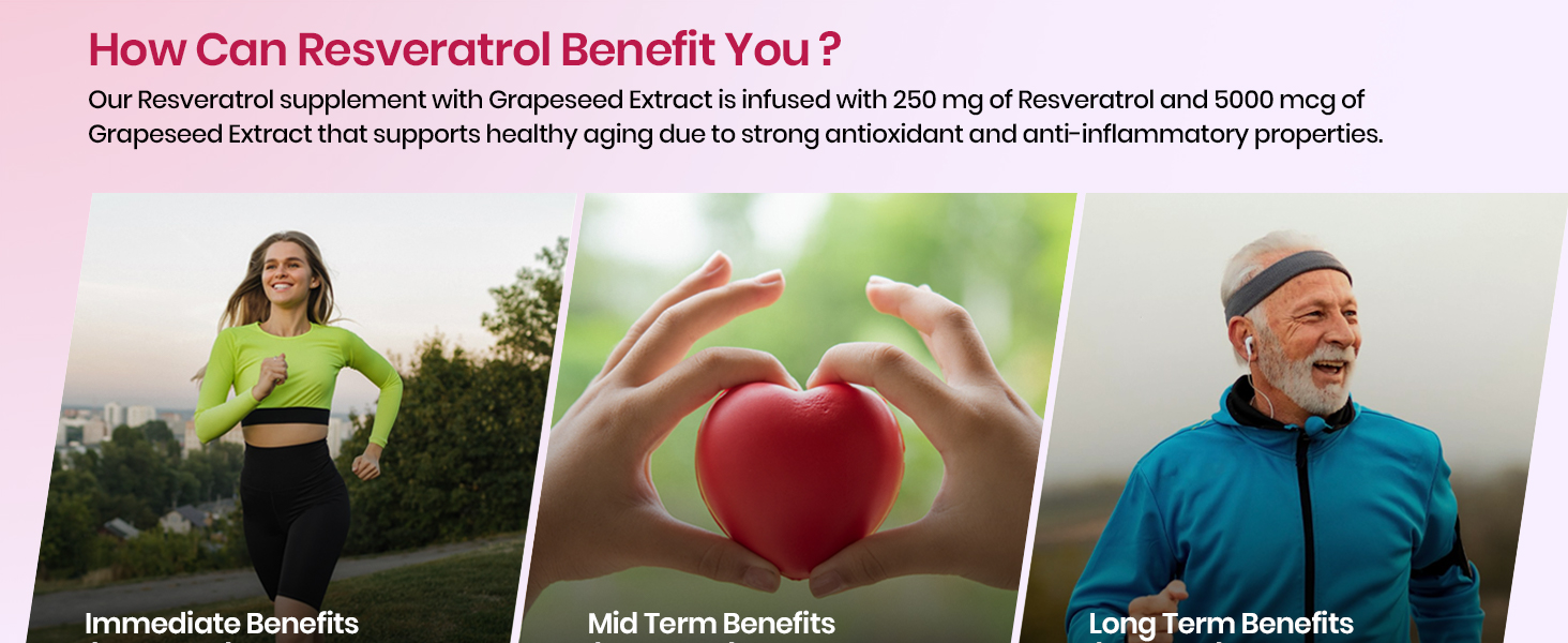 Vlado’s Himalayan Organics Resveratrol 255mg with Grape Seed Extract Supplement | Support Heart And Skin Health | Stop Aging | Powerful Anti-oxidant | Anti Aging Supplement for Youthful Skin I Pharma Grade Resveratrol Supplements for Max Absorption - 60 Veg Capsules