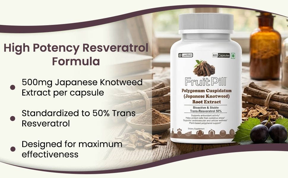(LeeWell) Japanese Knotweed Root Extract 500mg | Trans Resveratrol (biologically active form) | Polygonum Cuspidatum, | cardioprotective, neuroprotective, Metabolic Health, inflammation, Cellular function - 60 Capsules