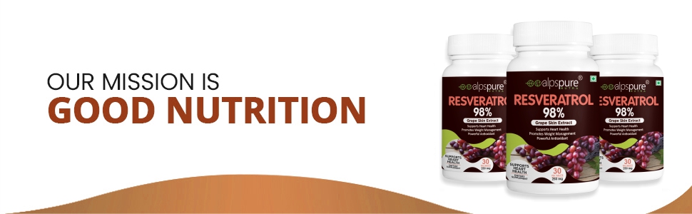 Alpspure Nutra Resveratrol 98% (Grape Skin Extract), 30 Tablets |Supports Heart Health and Weight Management | Powerful Natural Antioxidant | Anti-ageing & Anti-inflammatory | For Men & Women