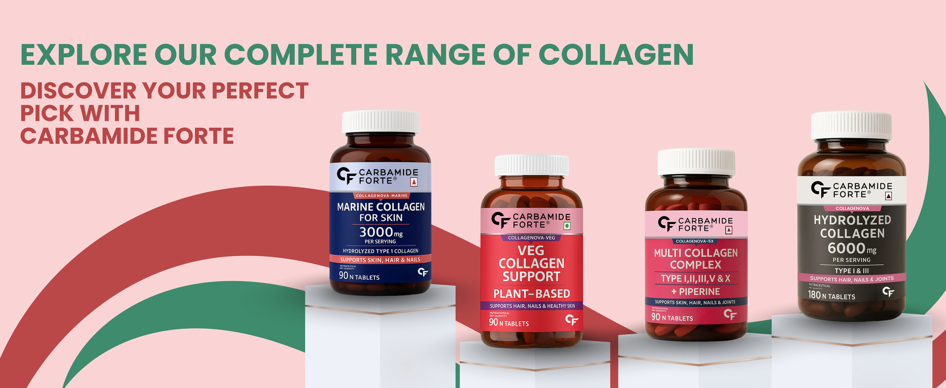Carbamide Forte Hydrolyzed Multi Collagen Powder With Marine Collagen, All 5 Types of Collagen Peptides Included - TYPE I, II, III, V, X Collagen Supplements for Women & Men, Watermelon Flavor - 200g