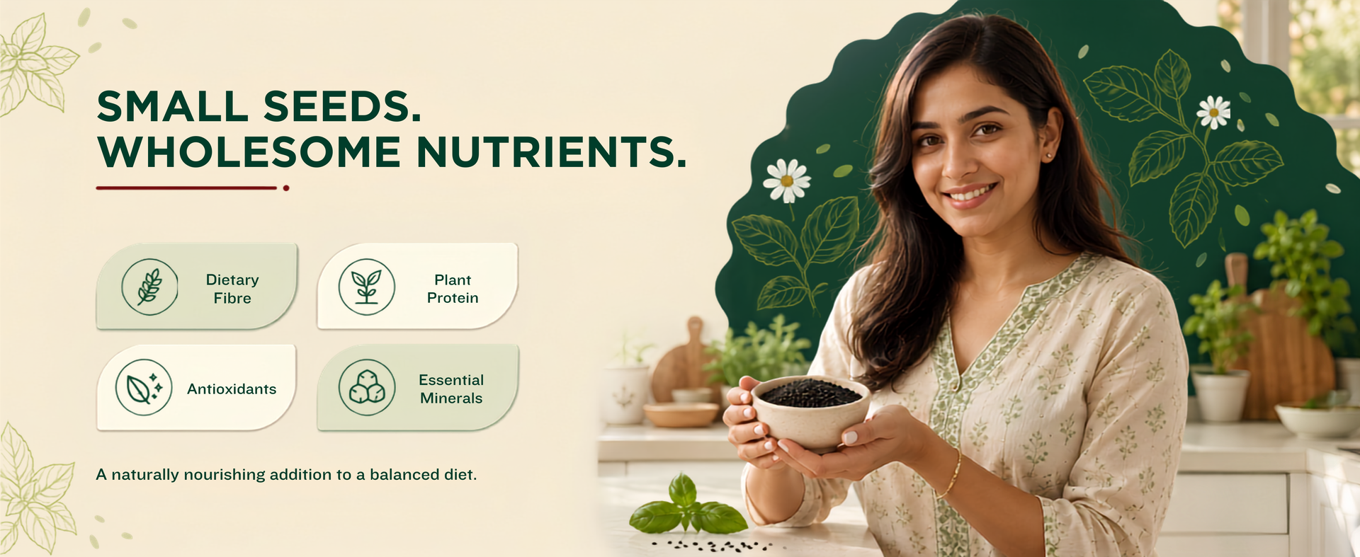 The Vital Co Sabja Seeds 250g | Basil Seeds Tukmaria for Falooda Drinks Desserts | High Fibre Natural Cooling Superfood | Healthy for Digestion Weight Management