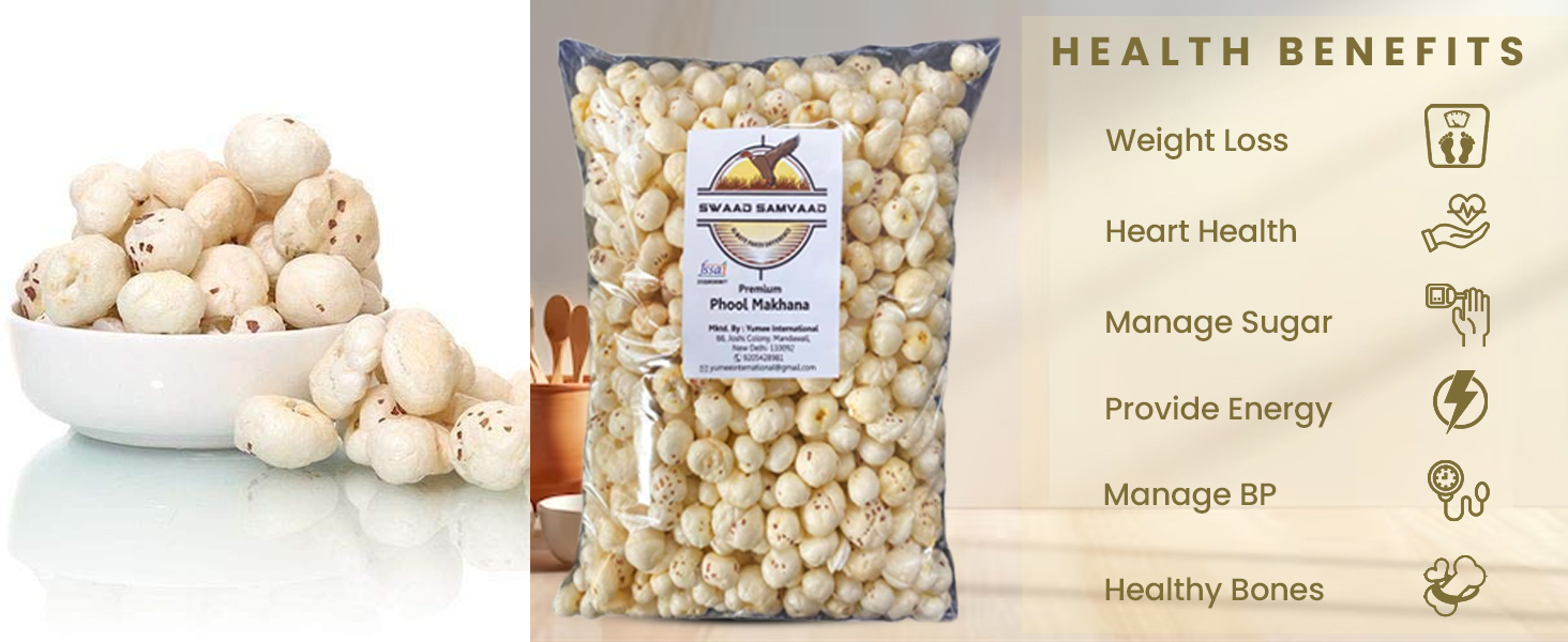 Desi phool makhana Jumbo Handpicked Lotus Seeds/Fox Nuts Big Size Phool Makhana (Pop/Gorgon Nut Puffed Kernels)(Without chamicals) (1KG)