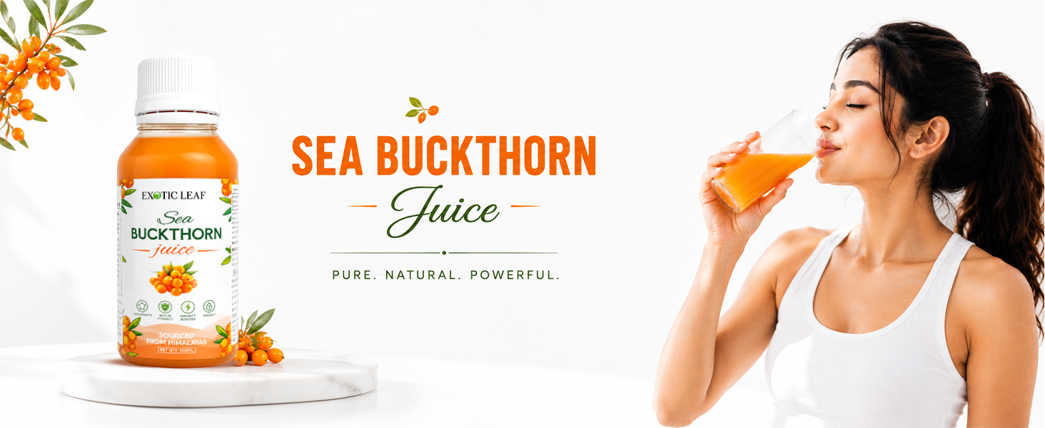 Sea Buckthorn Juice 100ml | Rich in Vitamin C & Omega 7 | Antioxidant Drink for Immunity, Skin Health & Energy | Natural Herbal Supplement