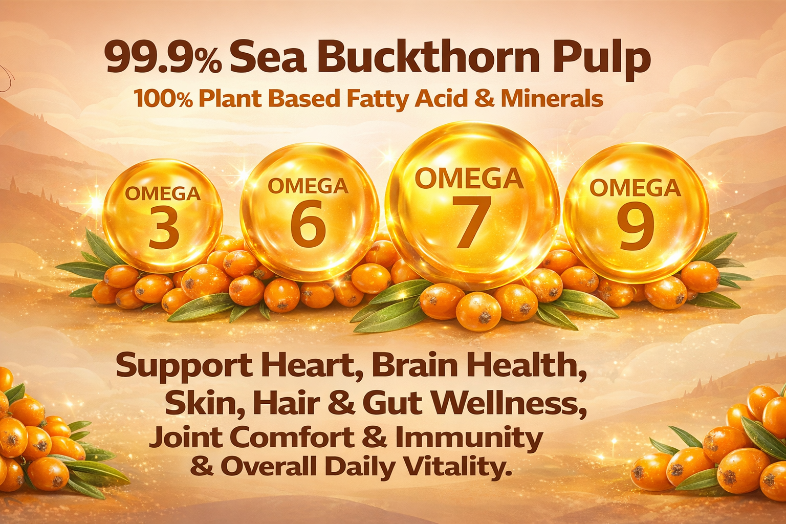 Himalayan Sea Buckthorn Pulp Concentrate 350 ml | Rich in Omega 3, 6, 7 & 9 | Natural Source of Vitamins & Minerals | Supports Overall Wellness.