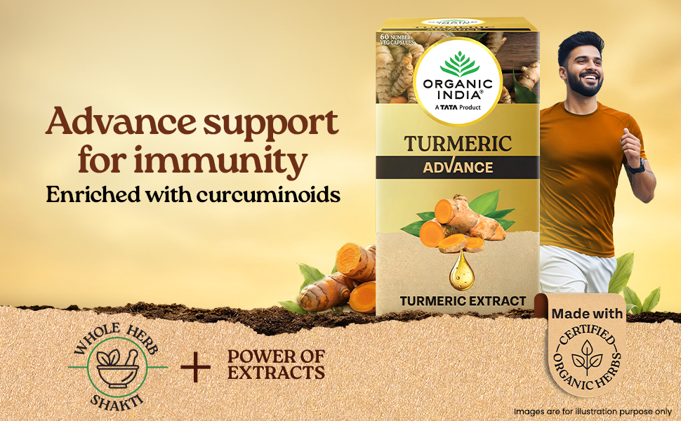 Organic India Turmeric Advance Capsules, 60 Veg Capsules, 95% Curcuminoids, With Black Pepper Extract, Joint Support, Anti-Inflammatory & Immunity Booster