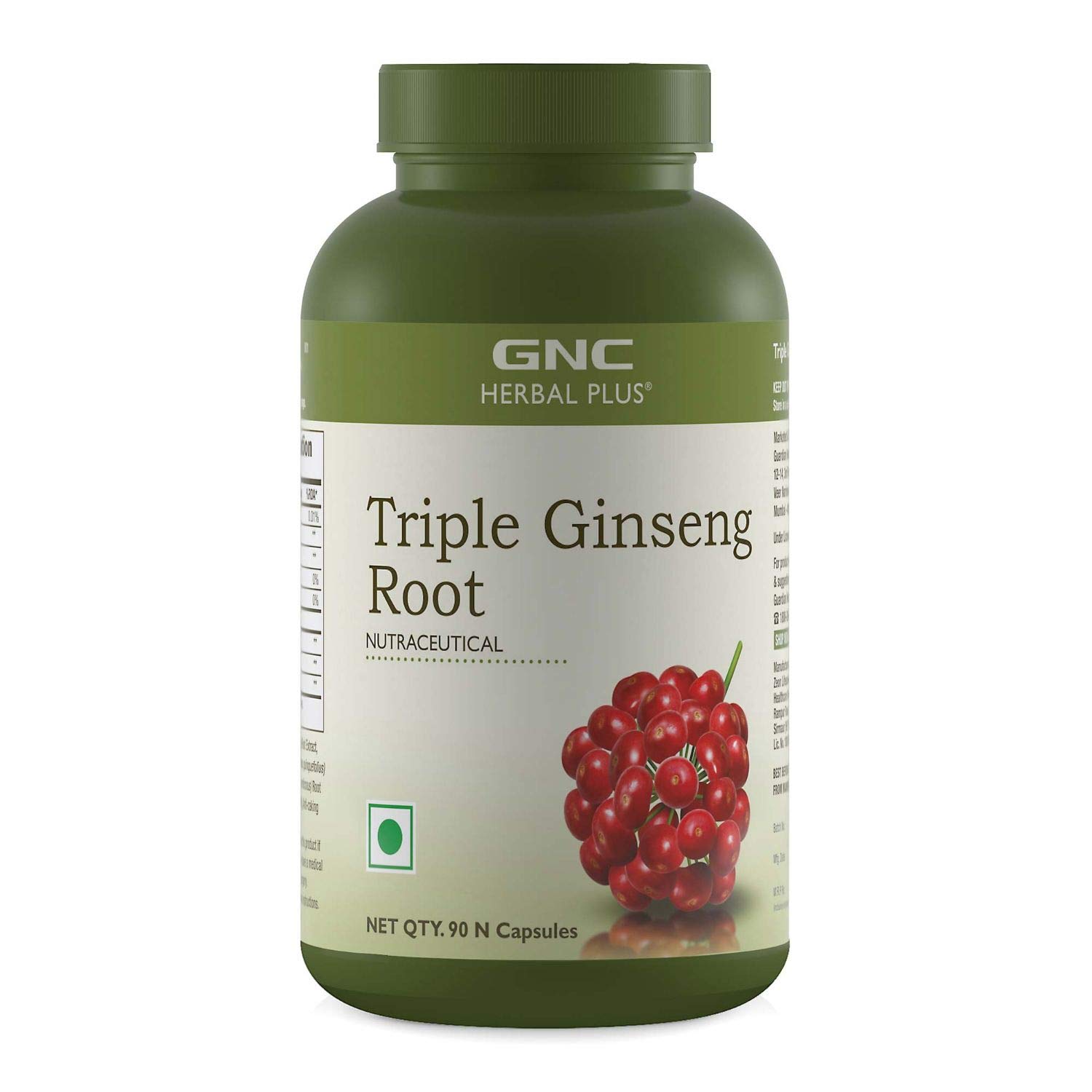 GNC Herbal Plus Triple Ginseng with Korean, American & Siberian Ginseng | 90 Capsules | 700mg | Enhances Immunity | Boosts Strength & Stamina | Improves Alertness & Concentration | Formulated in USA