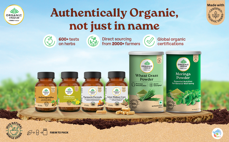 A TATA Product - Organic India Turmeric Formula - 60 Veg Capsules, Natural Anti-Inflammatory, Enhance Immunity, Liver Functions, Improves Metabolism, Skin, Bone & Joint Health, GMP & NPOP Certified