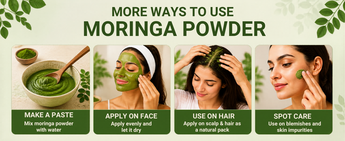 100% Certified Organic Moringa Powder - Moringa Oleifera - USDA Certified | Moringa Leaves Powder | Pure Drumstick Leaves Powder | Moringa Powder Organic | Vegan Superfood - 200g