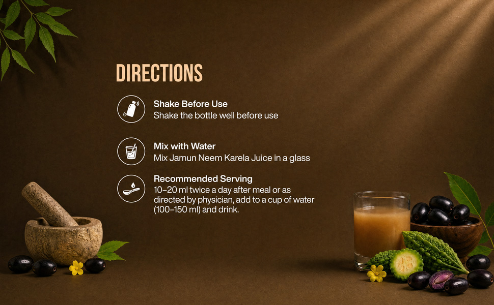 Dabur Jamun Neem Karela Juice - 1L | Helps Control Blood Sugar Level & Reduces Bad Cholesterol | Good for Metabolic & Digestive Health | Ayurvedic Health Juice For Diabetic Care