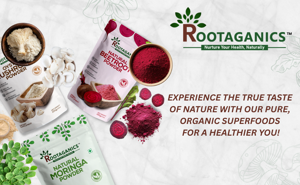 Rootaganics Organic Oyster Mushroom Powder 100g | 100% Pure, No Additives | Rich in Beta-Glucans & Natural Umami | Plant Protein & Fiber | For Soups, Gravies, Smoothies, Tea | Vegan & Lab-Tested