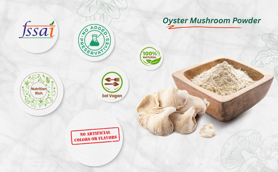 Rootaganics Organic Oyster Mushroom Powder 100g | 100% Pure, No Additives | Rich in Beta-Glucans & Natural Umami | Plant Protein & Fiber | For Soups, Gravies, Smoothies, Tea | Vegan & Lab-Tested