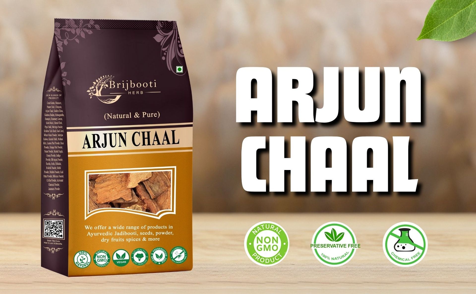 Brijbooti Arjun ki Chaal 400 Gram | Terminalia Arjuna Bark | Sun-Dried Ayurvedic Arjun Tree Bark | Arjun Ki Chaal Raw