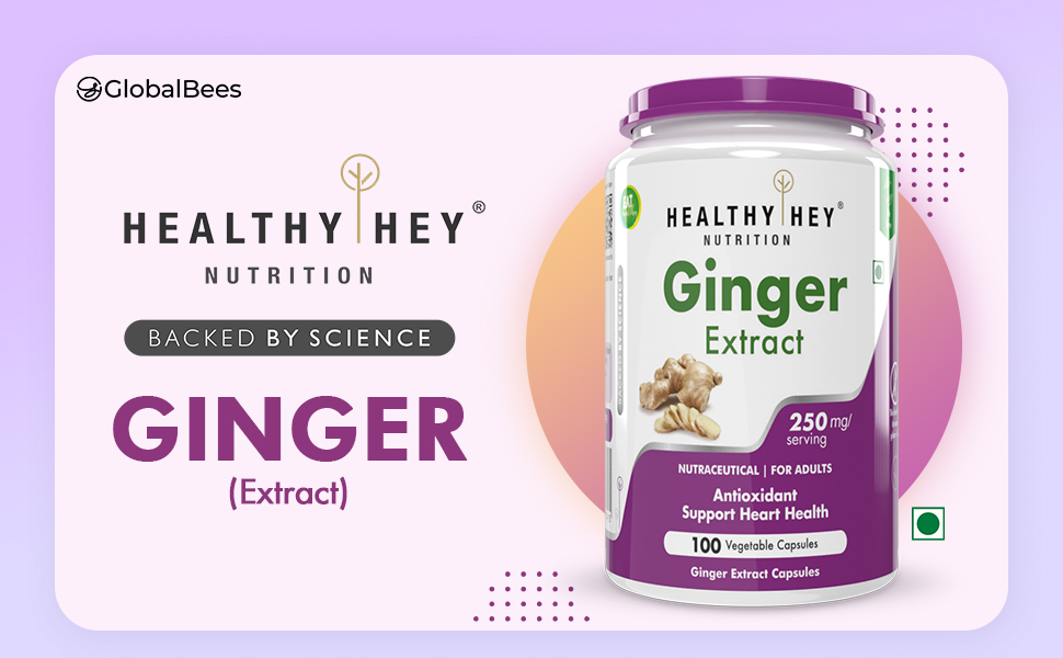 HealthyHey Nutrition Ginger Extract 5% Gingerols -100 Veg Capsules