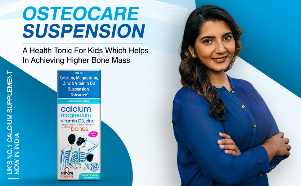 Osteocare Suspension - Calcium, Vitamin D3 & Zinc for Bone Health | Prevents Calcium Deficiency | Supports Osteoporosis, Osteopenia & Fracture Recovery | Safe for Children & Pregnancy | 200ml