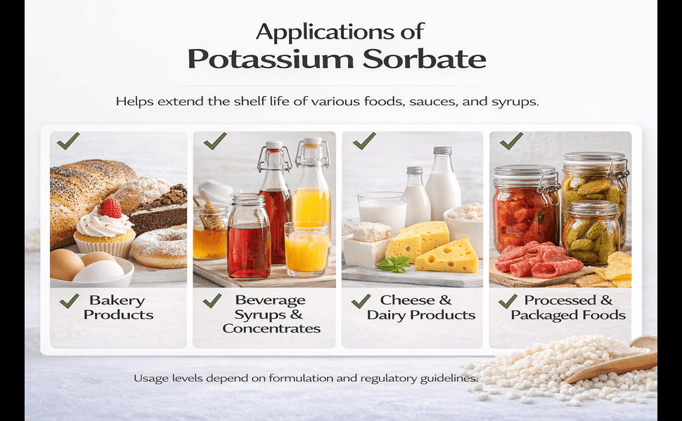 BCCHEM Potassium sorbate granular-1 kg,preservative, baking essential| For baked goods,bevrages,batter's(1 KG)