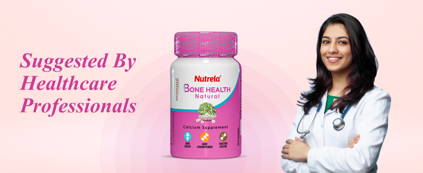 NUTRELA Bone Health Natural Calcium Supplement for Men & Women | Supports Bone Density, Joint Health, and Muscle Strength - 30 Capsules