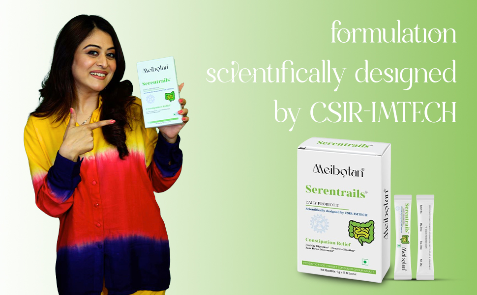 Serentrails Sachet India First 45 Billion Probiotic Blend Formulation designed by CSIR-IMTECH for Healthy digestion & IBS 1gm X 15 Sachet Orange Flavour (Men & Women)
