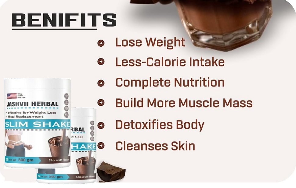 Slim Protein Powder Meal Replacement Shake | For Weight Control And Management | 23 gm Protein With 8 Ayurvedic Superfood | Sugar Free | For Men and Women (500 gm) (Chocolate)