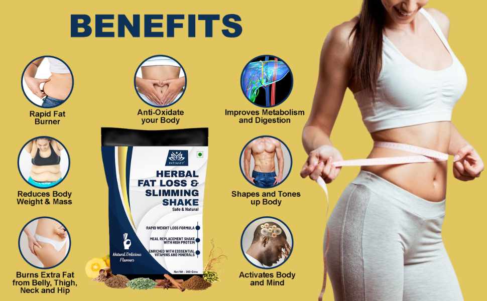 INTIMIFY Slimming Meal Replacement Shake, Belly & Fat Burner, Weight Loss Supplement, Protein Weight Loss Shake, Weight Management For Men & Women 300 GM (KESAR PISTA BADAM Flavor)