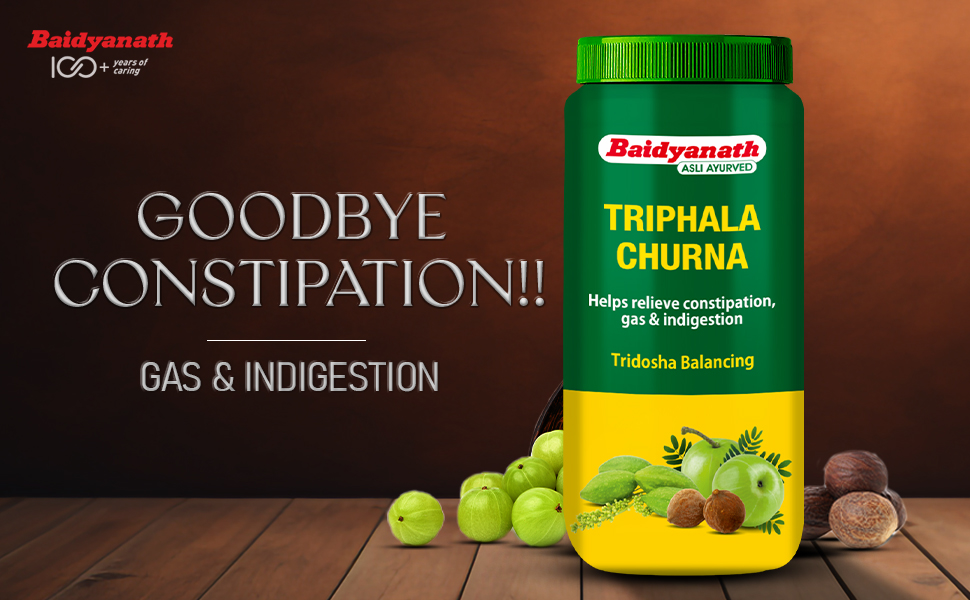 Baidyanath Triphala Churna | Helps Relieve Constipation | Quick Acidity & Gas Relief | Enriched With Amla - 500Gms (Pack Of 2)