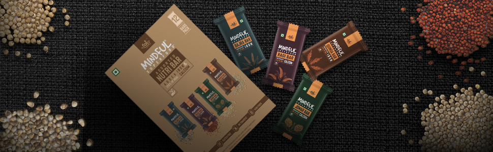 Eat Anytime Multigrain Millet Energy Chocolates, 12 Bars | High Protein, High Fiber, No Added Sugar | Gluten Free Granola Bars with Ragi, Dark Chocolate | Healthy Snack (300g)