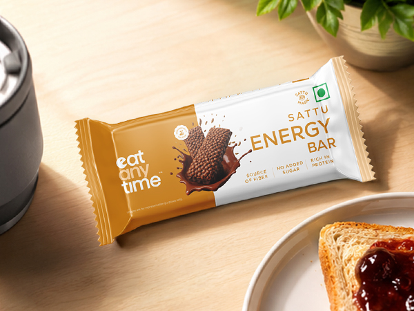 Eat Anytime Sattu Energy Bar | Sea Salt Caramel | Rich in Protein | Ancient Indian Supergrain | Source of Fibre | No Added Refined Sugar | 25g
