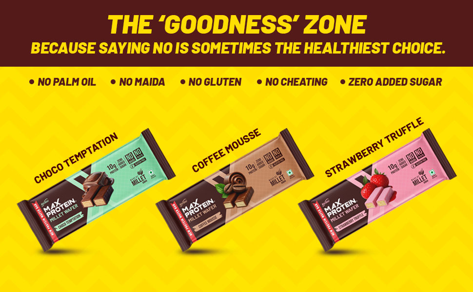 RiteBite Max Protein Choco Temptation 10g Protein Millet Wafer Bars (Pack of 12), No Maida, No Palm Oil, Zero Added Sugar, Crunchy Wafer Snack, 480g