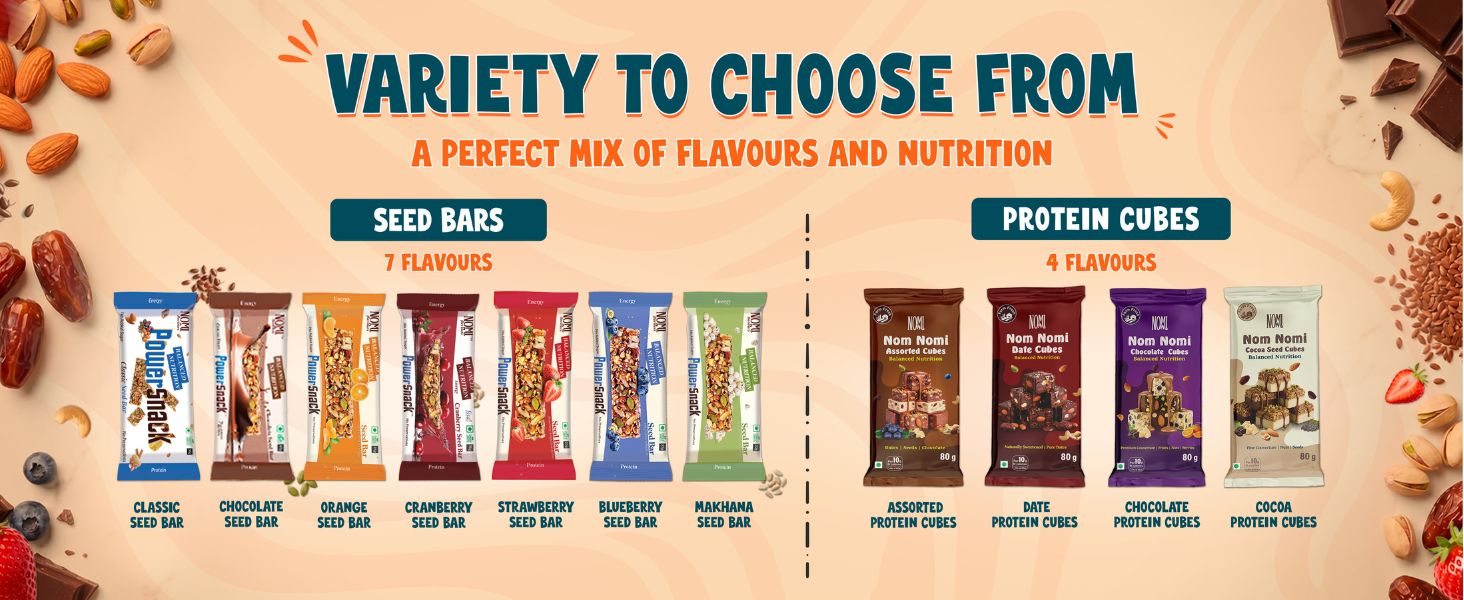 NOMI Classic Seed Protein Bar, 7.6g Protein, 5.5g Fibre, 5 x 35g