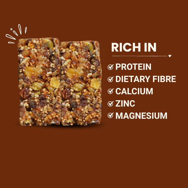 LOVD Multigrain Bar | Protein (11.21g) & High Fiber (15.63g) Snack | 10 Wholesome Supergrains | Natural Healthy Snack | No Refined Sugar | 150 g Pack