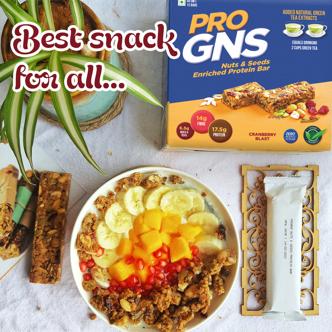 ProGNS Protein Bar - Low Carb High Protein Energy Bar - Made with CranBerry & Green Tea Extract - Low-Calorie Healthy Snack Bar - Fiber-Rich Cereal Bar For Weight Management | Pack of 12 Bars (50 gram each)