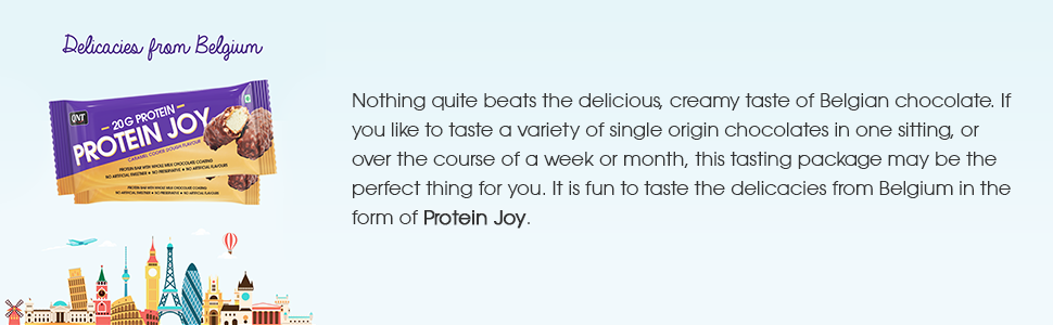 QNT Protein Joy Protein Bar; Caramel Cookie Dough;20 g Protein; Rich in Fibre; 100% Vegetarian | 6 x 70g Bars (420g Pack)